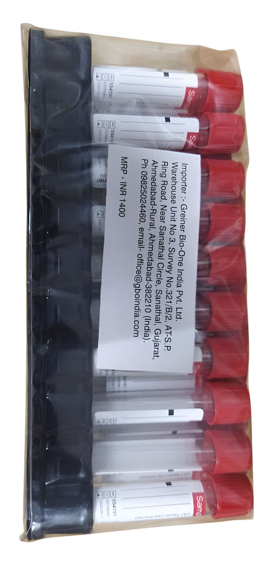 10 x  Greiner Samplix Serum Clot Activator 4ml Red Cap Pull Type 554101 Box of 100 Tubes