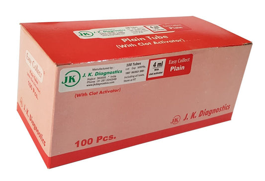 2 x  J.K. Diagnostic Clot Activator Non Vacuum Single Cap Blood Collection Tube - 4ml Pack of 100 Tubes (ECCCA04)