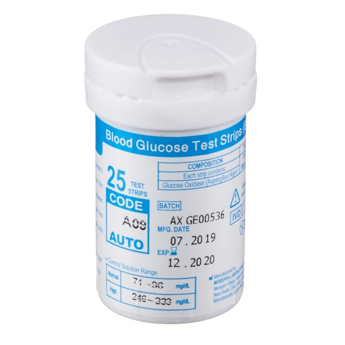 Dr. Morepen Glucometer Strip - Pack of 25 Strips (BG 03)