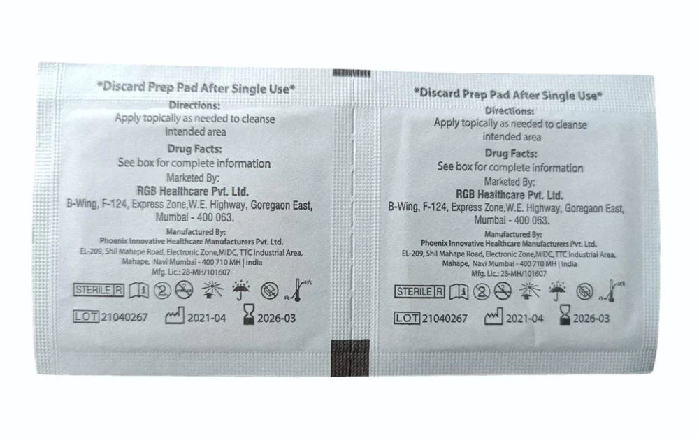 5 x RGB Alchohol Prep Pads Sterile Medium - Pack of 100 Pieces