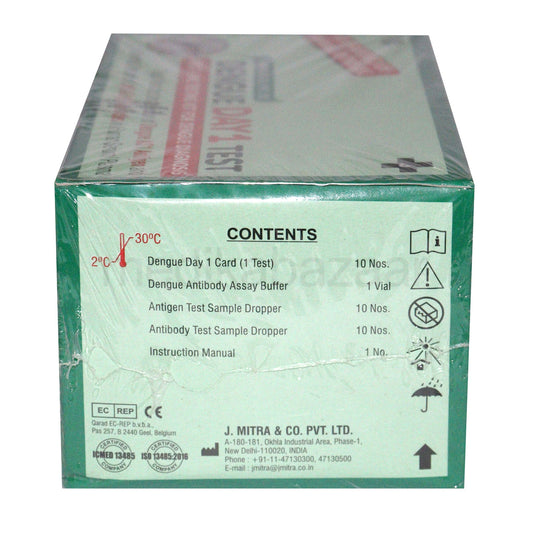 J.Mitra Day 1 Dengue Rapid Card - Pack of 10 Tests