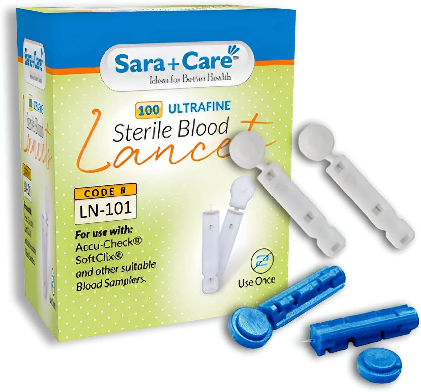 6 x Sara Care Ultrafine Sterile Blood Lancet - Pack of 100 Pieces (LN-101)