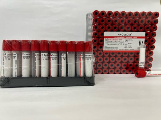 Curdia Clot Activator Non Vacuum Blood Collection Tube - 4ml Pack of 100 Pieces