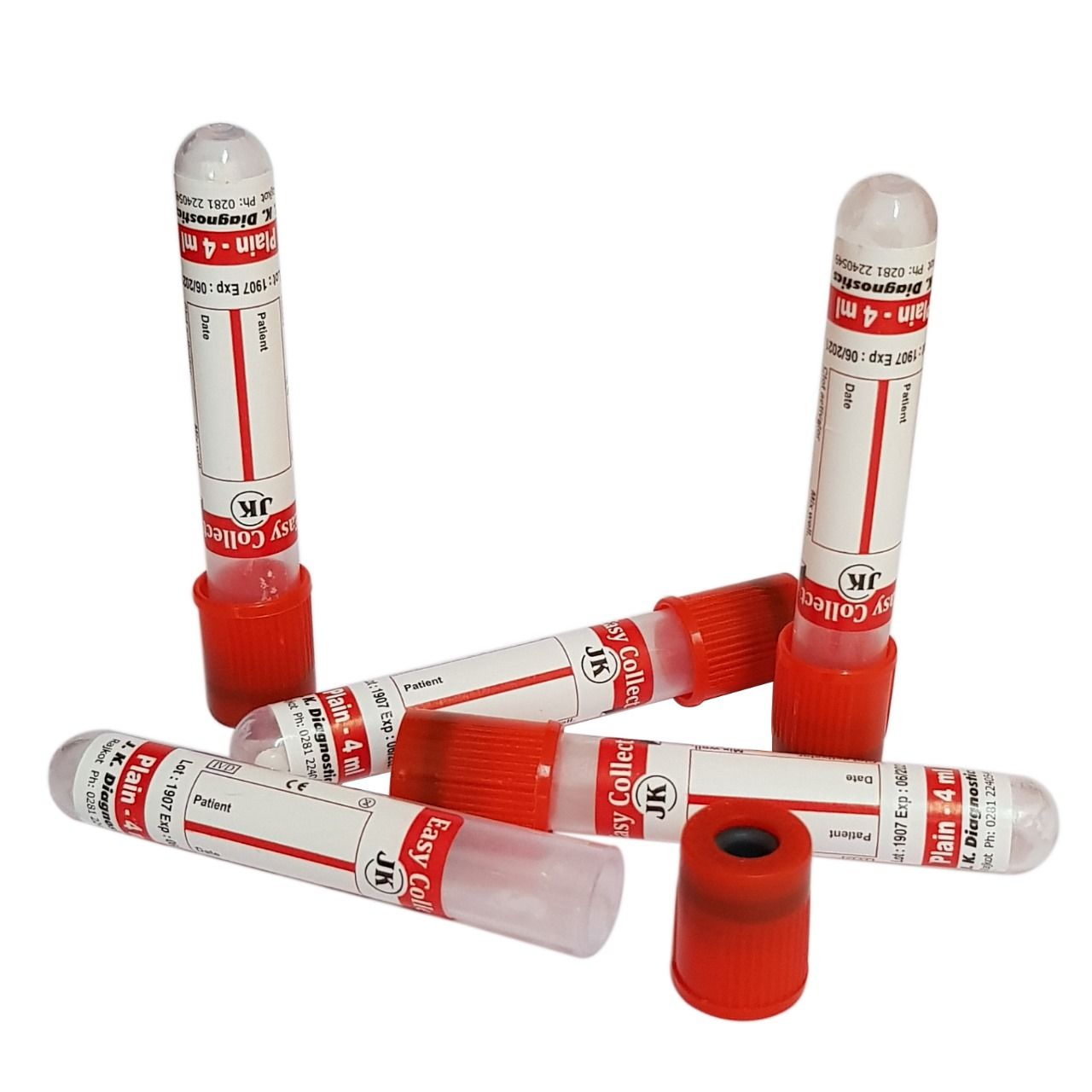 2 x J.K. Diagnostic Clot Activator Non Vacuum Blood Collection Tube - 4ml Pack of 100 Tubes (EACCA04)