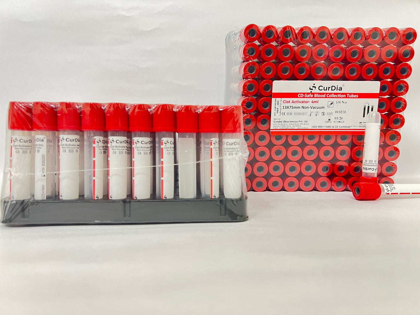 Curdia Clot Activator Non Vacuum Blood Collection Tube - 4ml Pack of 100 Pieces