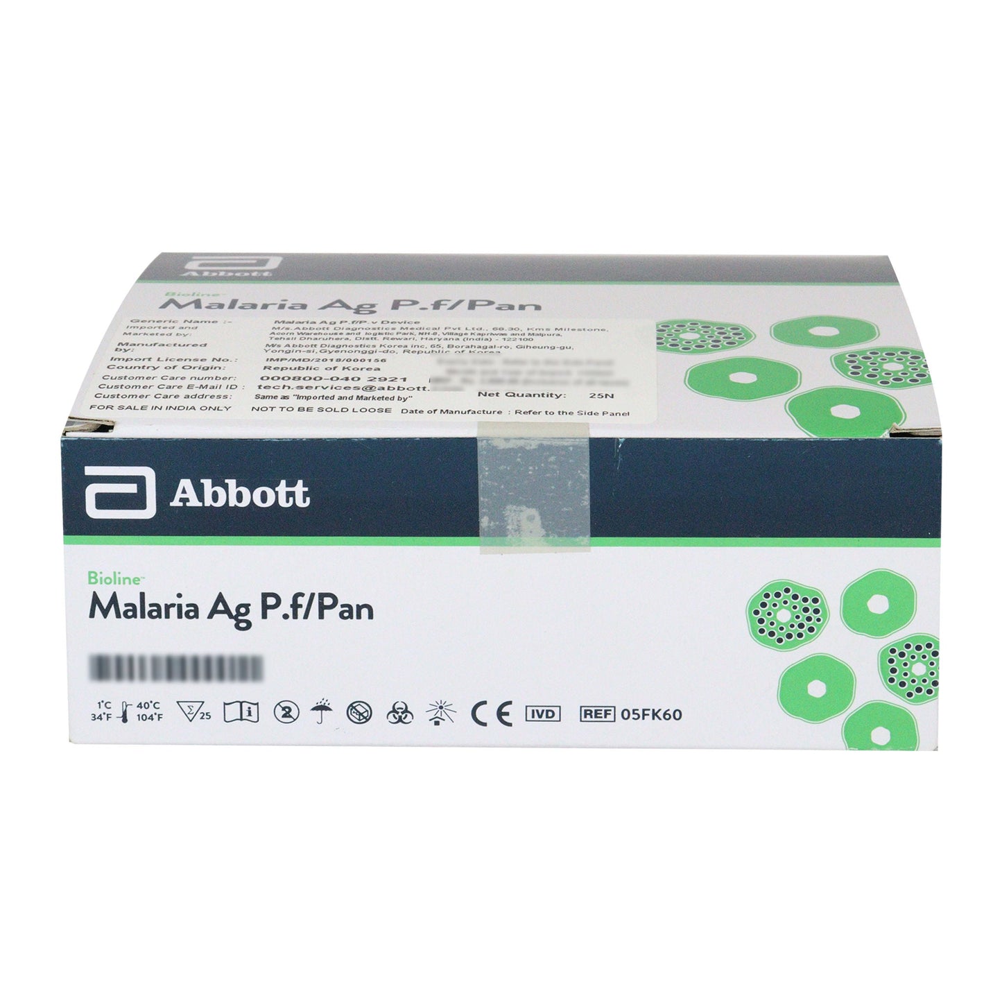Abbott Mal AG P.F/PAN (D) Global Malaria rapid card - Pack of 25 Test (AF05FK60)