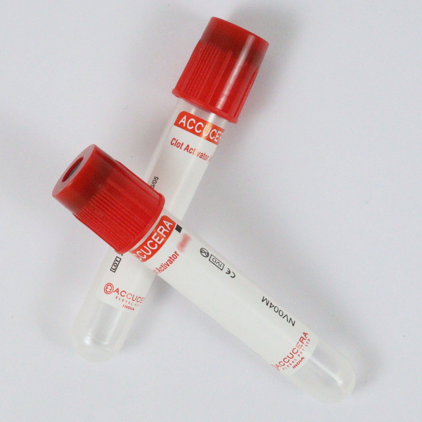 Accucera Clot Activator Plain Blood Collection Tube - Non Vacuum 4ml Pack of 100 Tubes