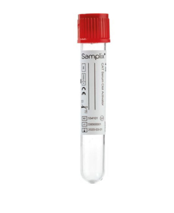 10 x Greiner Samplix Serum Clot Activator 4ml Red Cap Pull Type 554101 Box of 100 Tubes