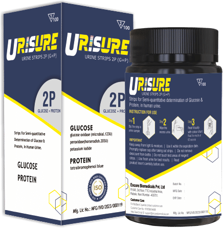 5 x Urisure Urine Strip Glucose + Protein - 2 Para Pack of 100 Strips