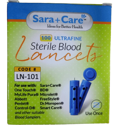 6 x Sara Care Ultrafine Sterile Blood Lancet - Pack of 100 Pieces (LN-101)