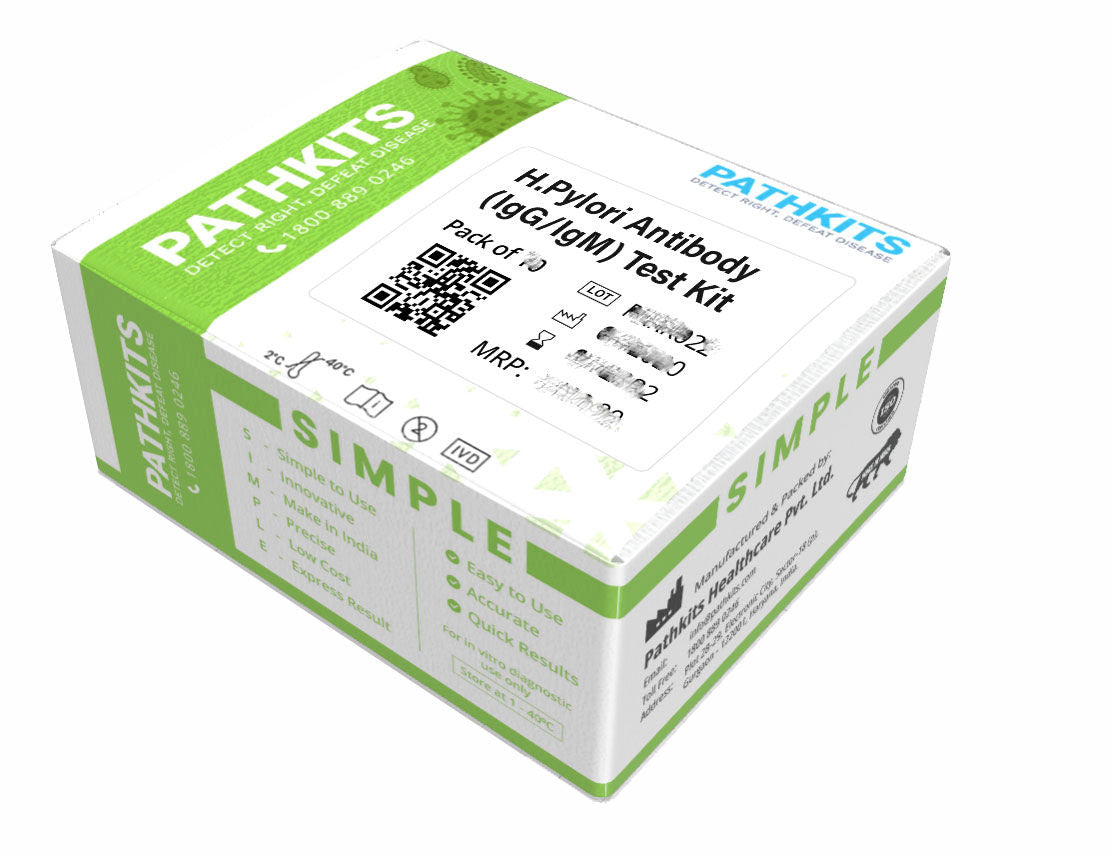 Pathkits Simple H. Pylori IgG/IgM Antibody Test Kit - Pack of 25 Tests (PKRK022)