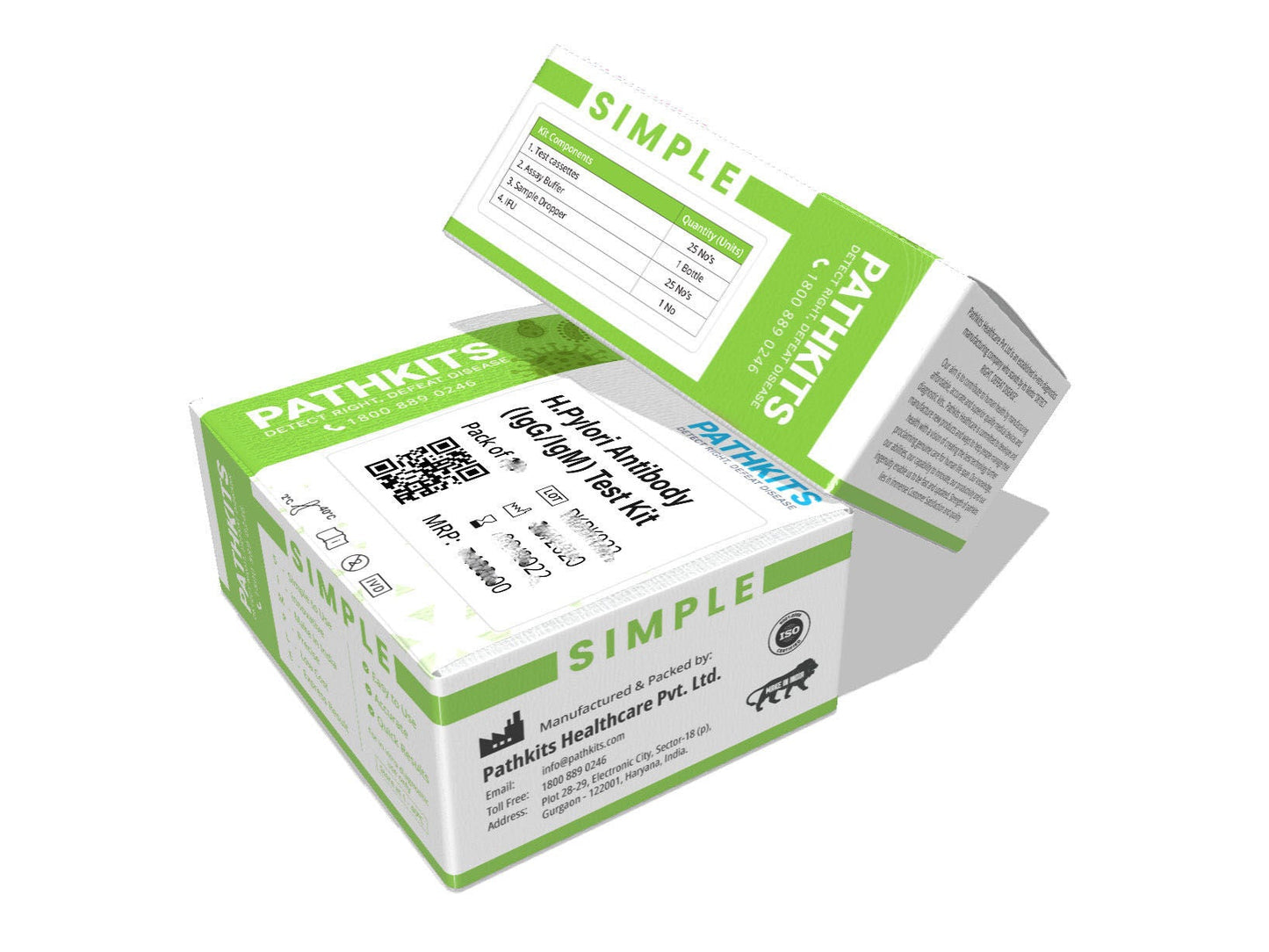 Pathkits Simple H. Pylori IgG/IgM Antibody Test Kit - Pack of 25 Tests (PKRK022)